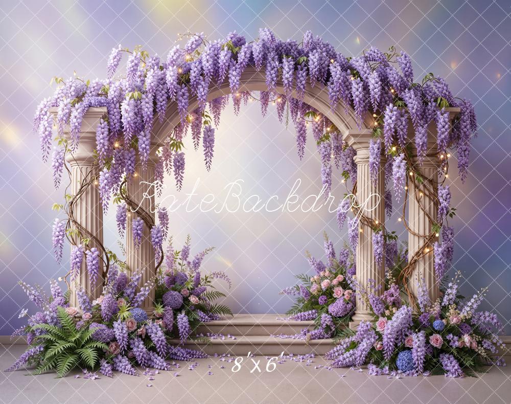 Kate Spring Flower Arch Wisteria Columns Backdrop Designed by Emetselch