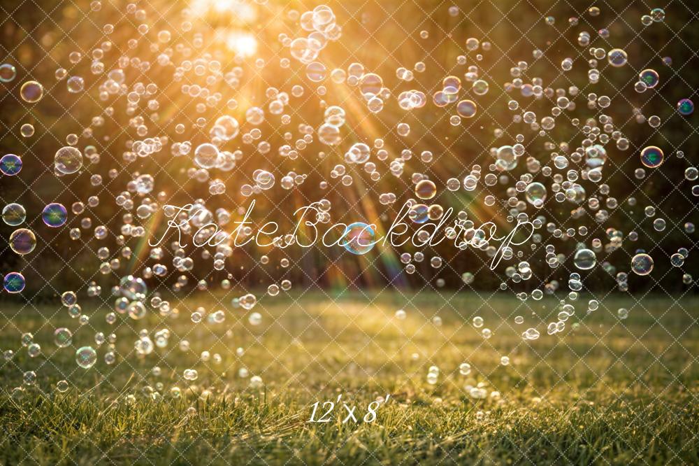 Kate Summer Sunlight Bubbles Grass Printed Backdrop Designed by Emetselch