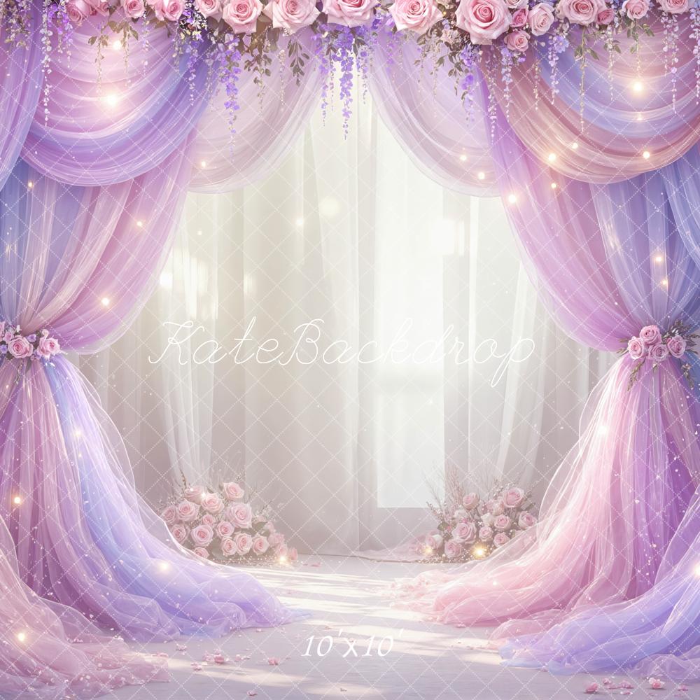 Kate Mother's Day Flower Arch Pastel Drapes Sparkle Printed Backdrop Designed by Mini MakeBelieve
