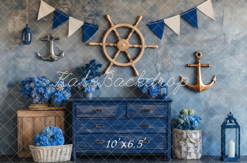 Kate Nautical Anchor Blue Backdrop Designed by Patty Roberts