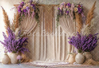 Fondo de Cortina Beige de Macramé Floral Boho Designed by Emetselch