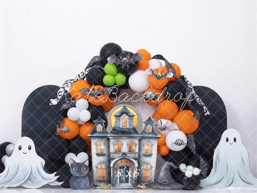 Halloween Cake Smash Spooky House Foto Achtergrond Designed by Mini MakeBelieve