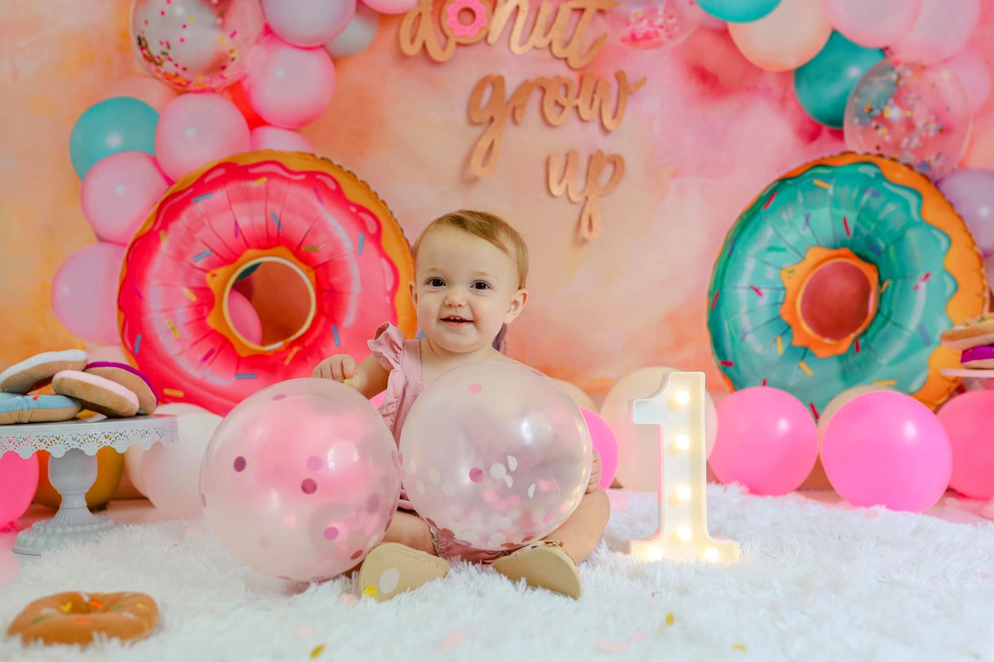 Kate Cake Smash Donut Balloon Backdrop Designed by Emetselch (only ship to Canada)