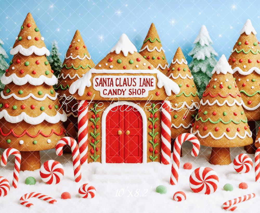 Kate Christmas Tree Gingerbread Candy Cane Backdrop Designed by Patty Roberts