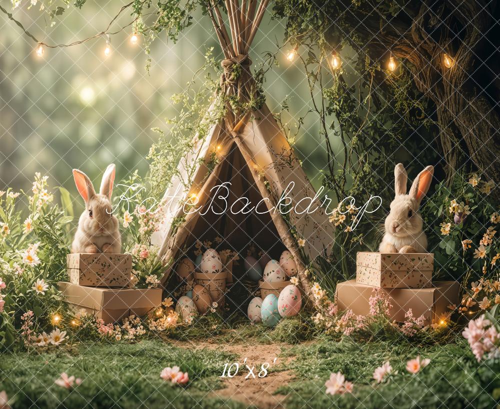 Kate Easter Bunny Tent Forest Lights Backdrop Designed by Emetselch
