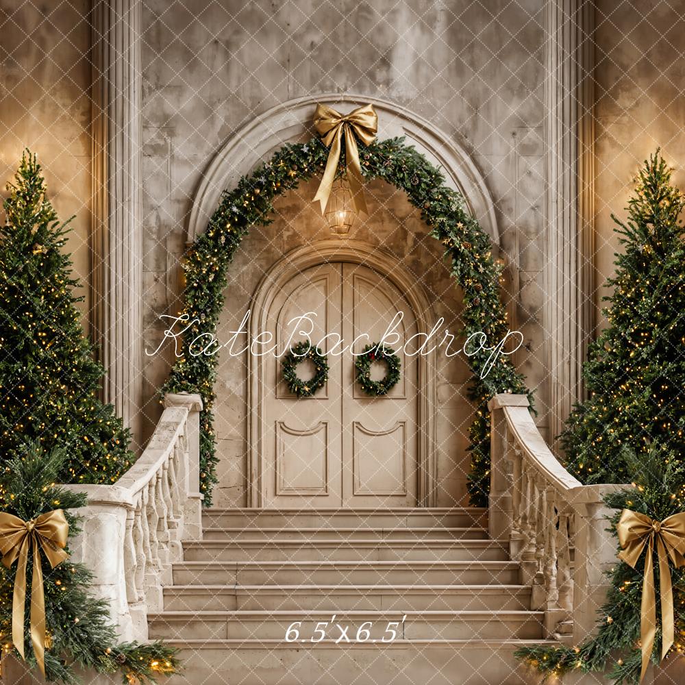 Kate Christmas Tree Retro Arch Staircase Backdrop Designed by Emetselch