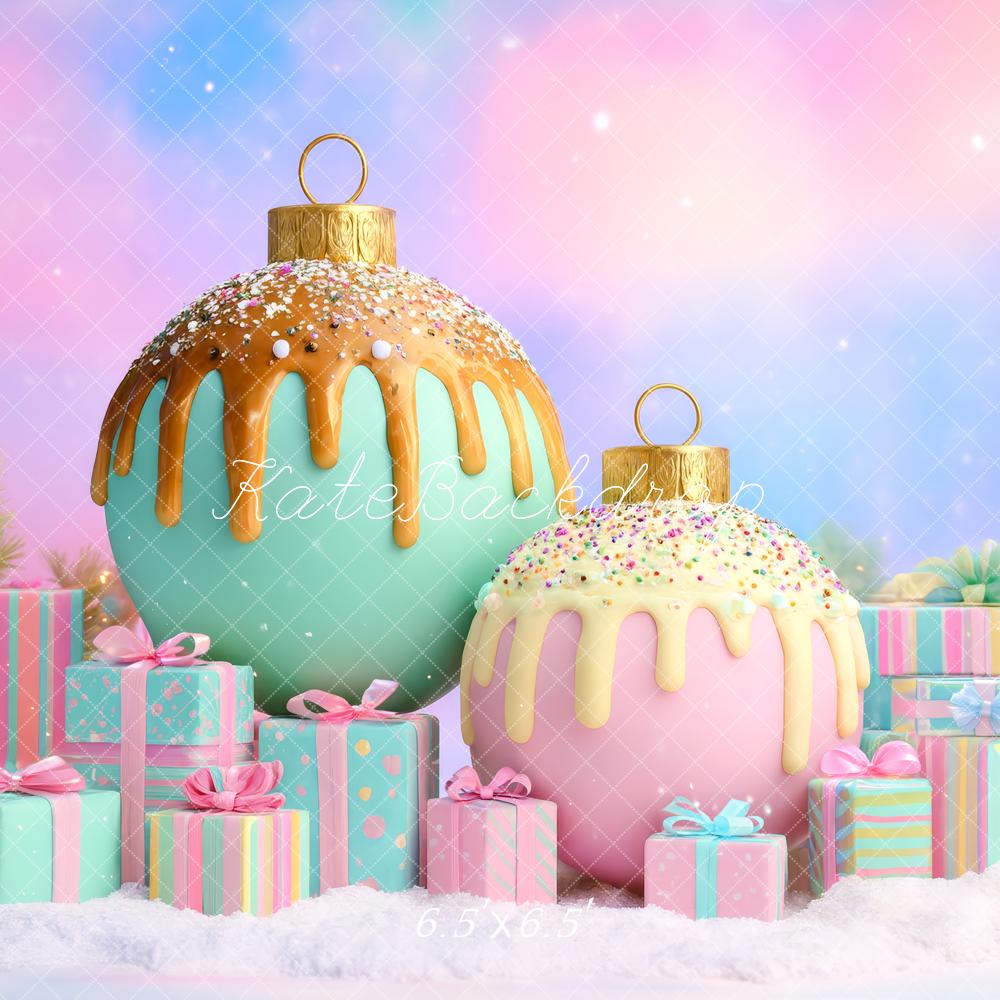 Kate Christmas Pastel Ornaments Presents Trees Sweet Backdrop Designed by Patty Roberts