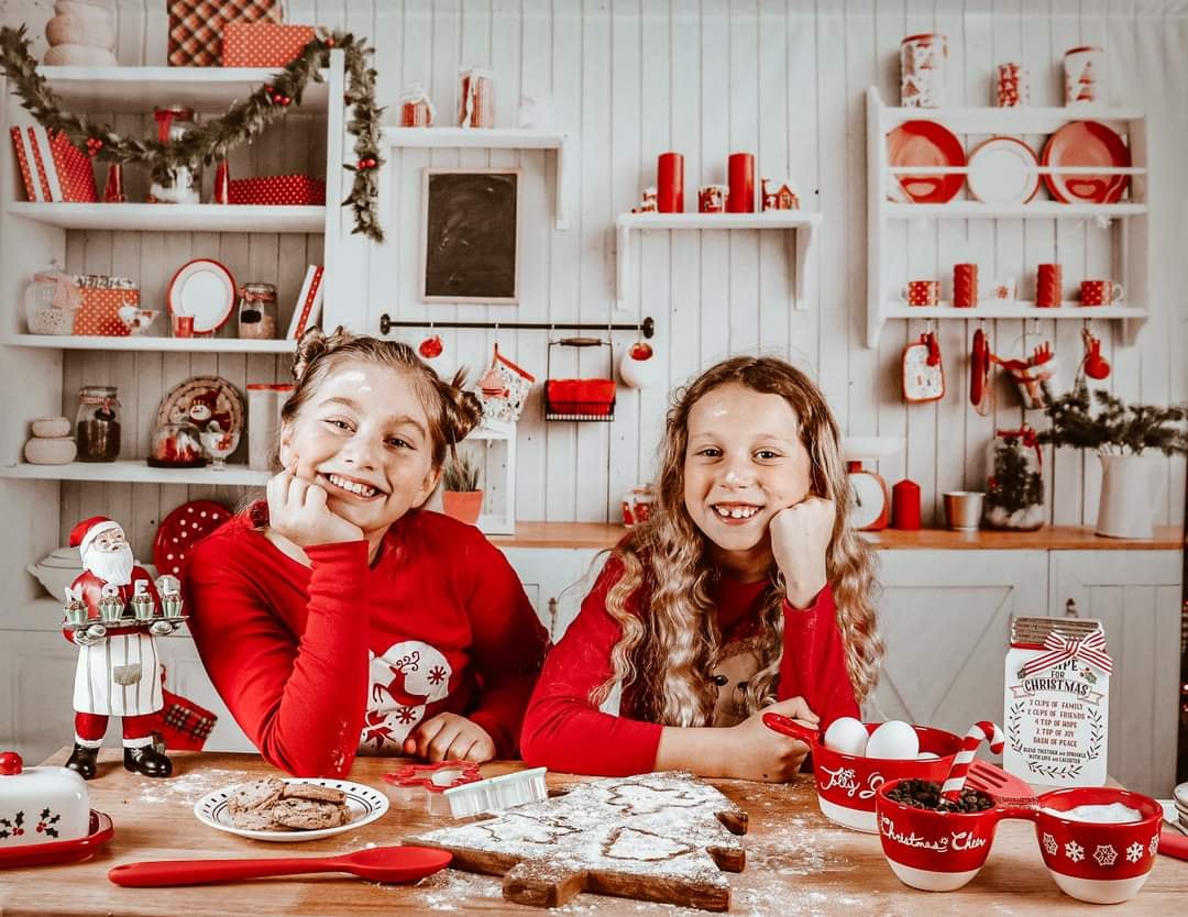 Kate Christmas Kitchen Backdrop White Wall for Photography (only ship to Canada)