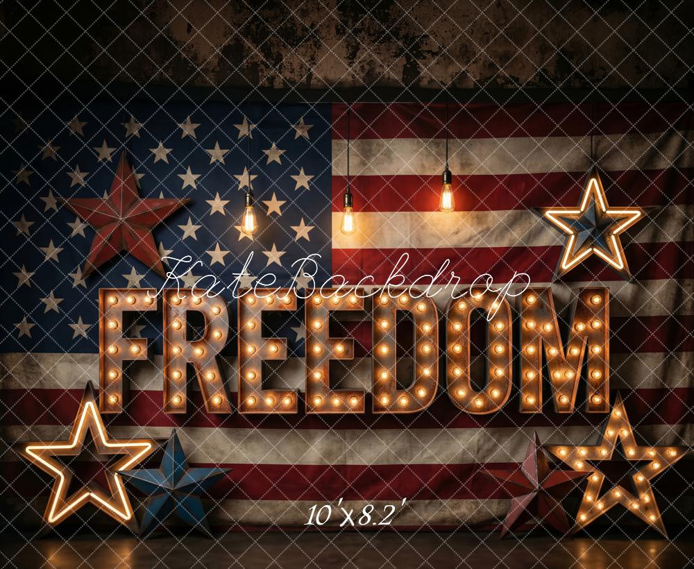 Kate Independence Day Freedom Marquee Stars Hanging Lights Printed Backdrop Designed by Patty Roberts