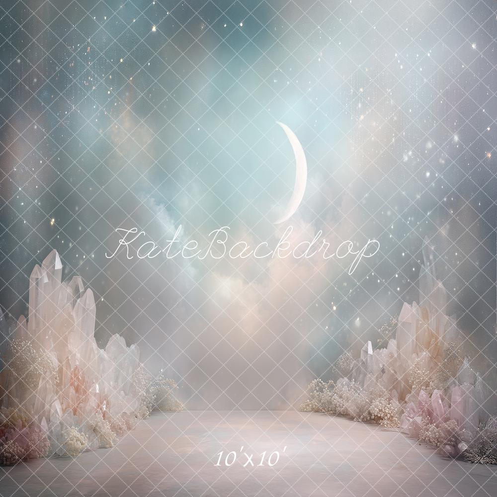 Kate Fantasy Crystal Crescent Moon Sky Printed Backdrop Designed by Angela Miller