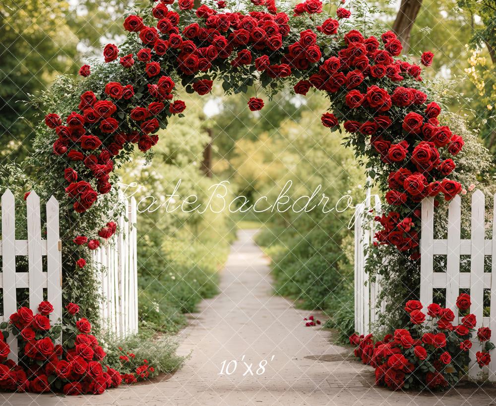 Valentine Rose Arch Garden Path Foto Achtergrond Designed by Emetselch