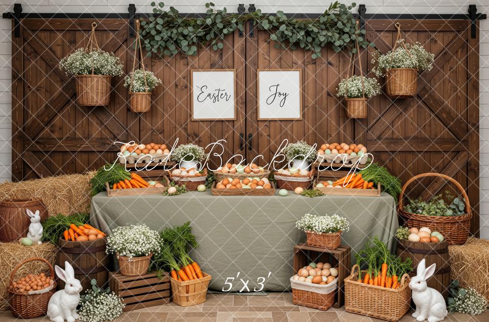 Kate Easter Bunny Carrots Eggs Basket Barn Backdrop Designed by Patty Roberts