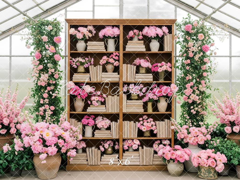 Kate Spring Bookcase Pink Flower Arch Backdrop Designed by Patty Roberts