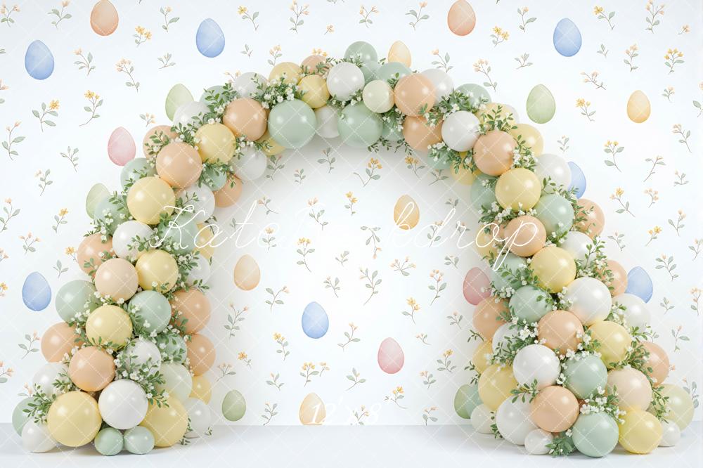Kate Easter Balloon Arch Pastel Eggs Floral Backdrop Designed by Mini MakeBelieve