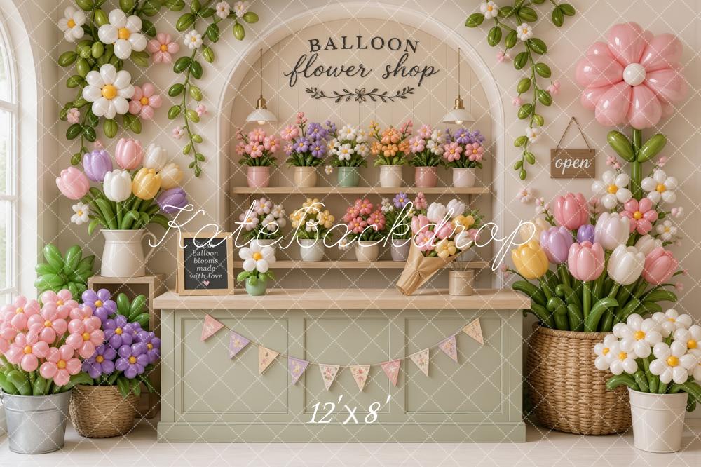 Kate Spring Balloon Flower Shop Tulips Printed Backdrop Designed by Ashley Ward