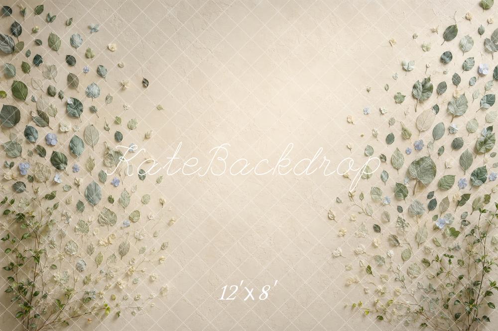 Kate Botanical Leaf Wall Cream Printed Backdrop Printed Backdrop Designed by Shutter Swan Studios