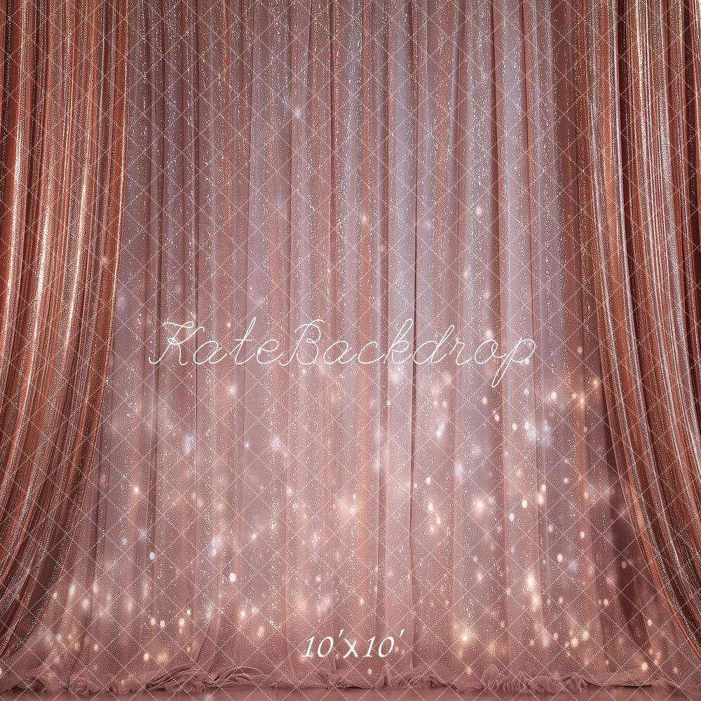 Kate Stage Rose Gold Curtain Bokeh Sparkle Printed Backdrop Designed by Angela Miller
