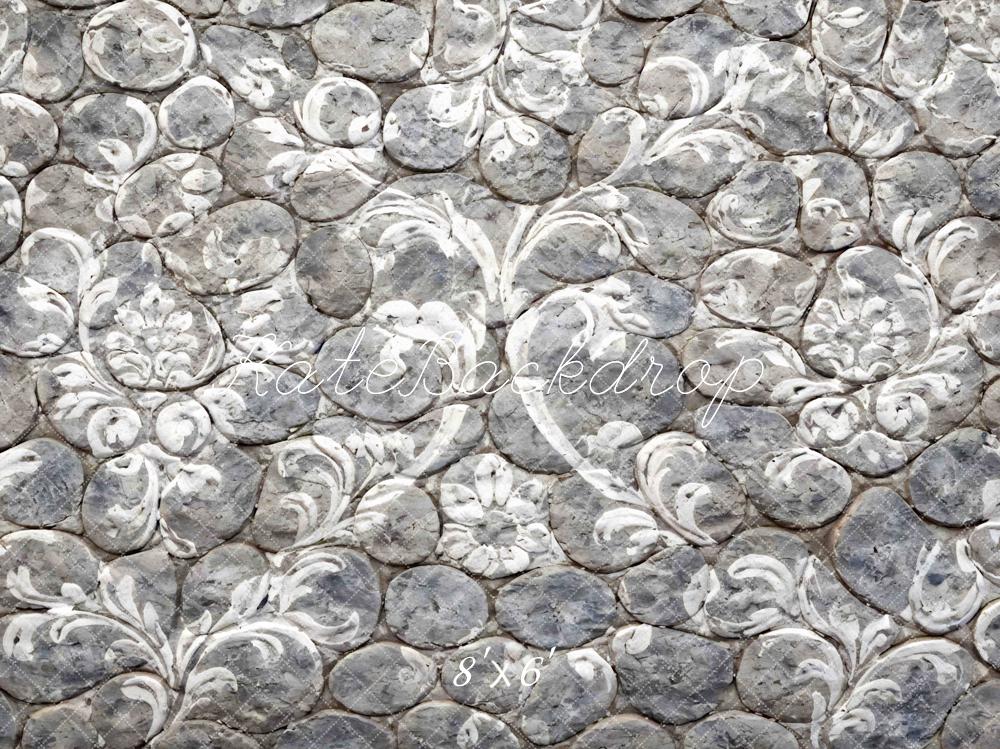 Kate Gray Cobblestone Floral Pattern Printed Backdrop Designed by Mini MakeBelieve