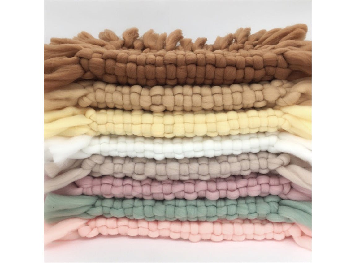 Kate Braided tassel Newborn Blanket Photo Studio Props Faux Fur Blanket