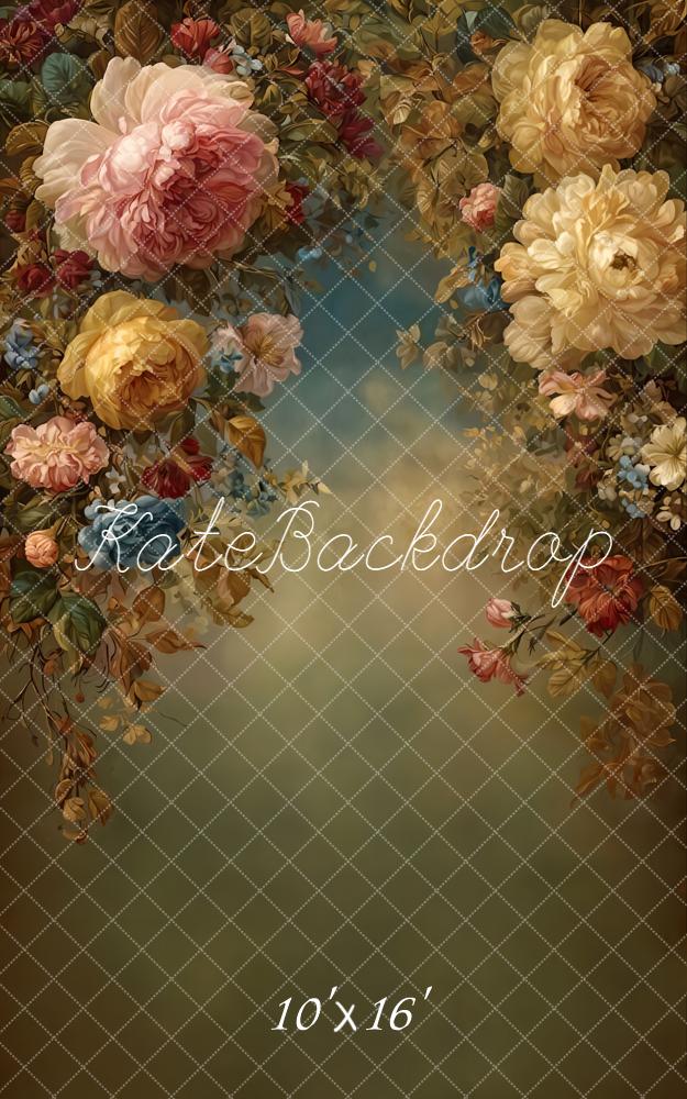 Kate Fine Art Floral Vintage Printed Backdrop Designed by GQ