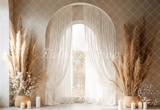 Kate Mother's Day Boho Arch Window Pampas Grass Candles Printed Backdrop Designed by Emetselch