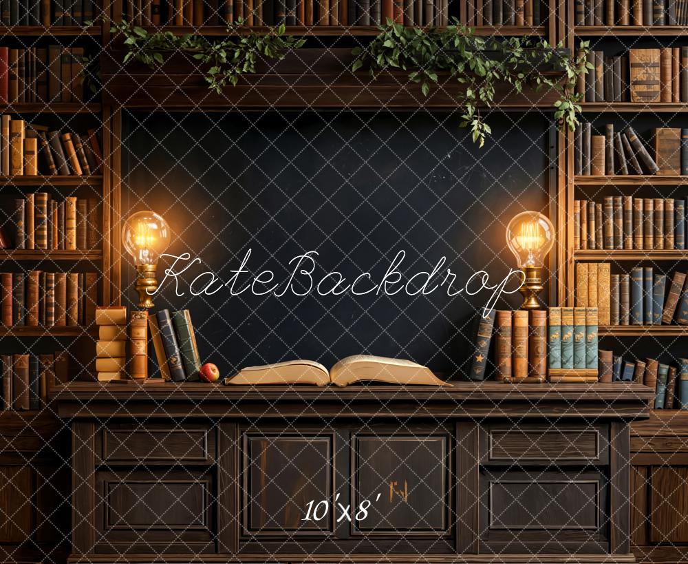Mesa de libros de regreso a clases luces fondo