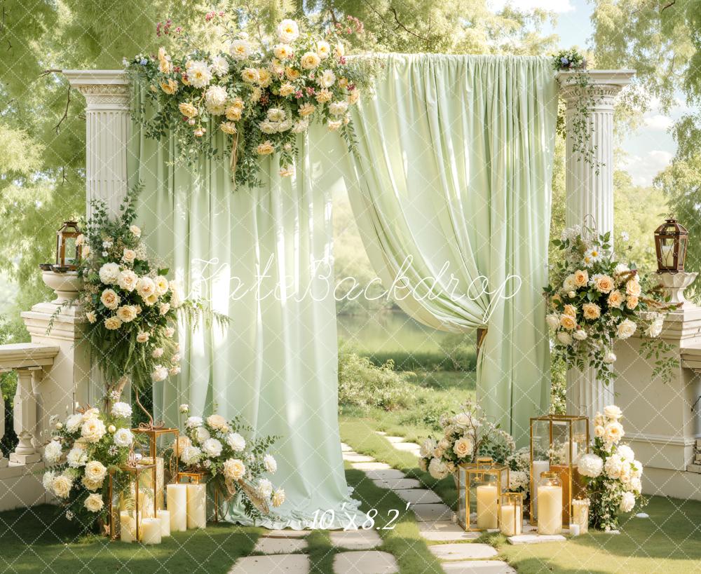 Kate Wedding Flower Arch Garden Columns Candles Backdrop Designed by Emetselch