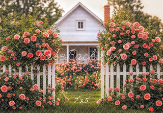 Kate Spring Floral Garden House Printed Backdrop Designed by Emetselch