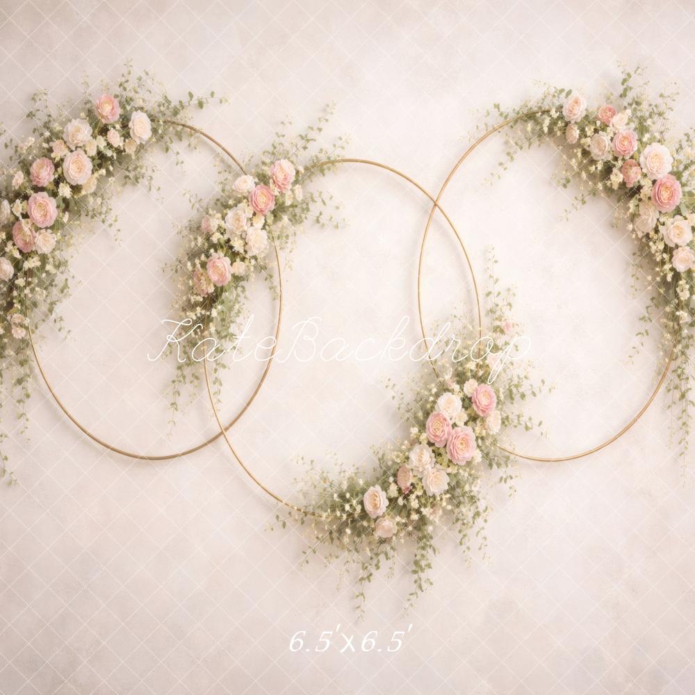 Kate Spring Pink Floral Hoop Flower Arch Printed Backdrop Designed by Vertigo Productions