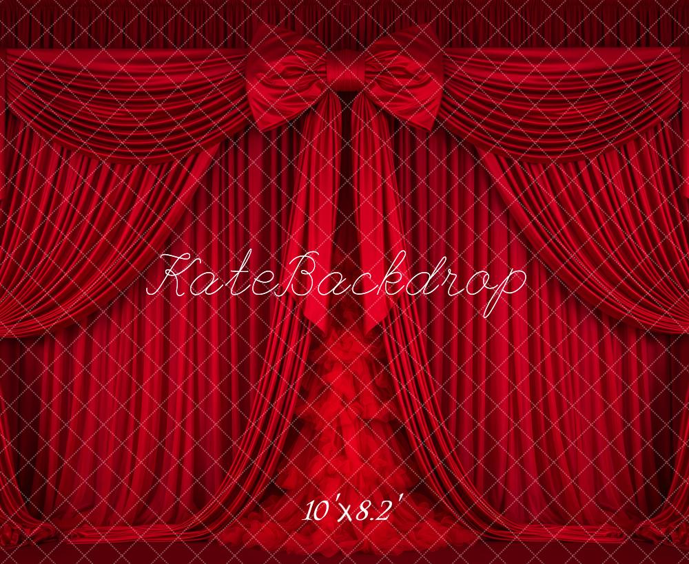 Kate Red Curtain Bow Stage Backdrop Designed by Patty Roberts