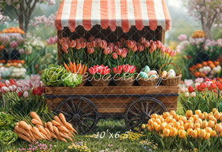 Mercado de Flores de Primavera Tulipanes Zanahorias Fondo Designed by Emetselch