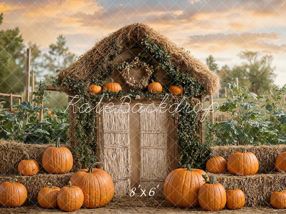 Kate Fall Pumpkin Farmhouse Door Rustic Backdrop Designed by Emetselch