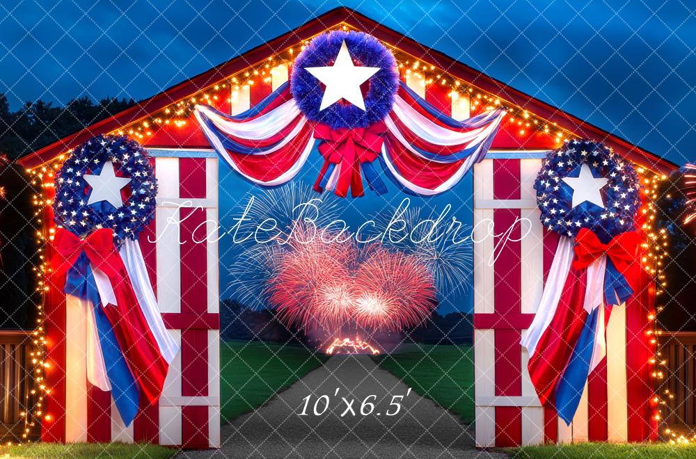 Kate Independence Day Patriotic Barn Fireworks Backdrop Designed by Mini MakeBelieve