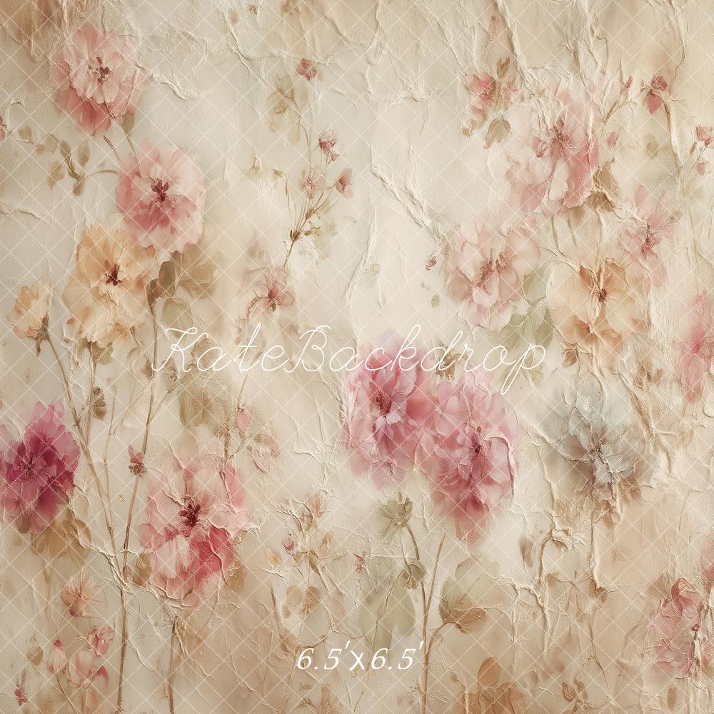 Kate Vintage Pastel Floral Abstract Texture Printed Backdrop Designed by Angela Miller