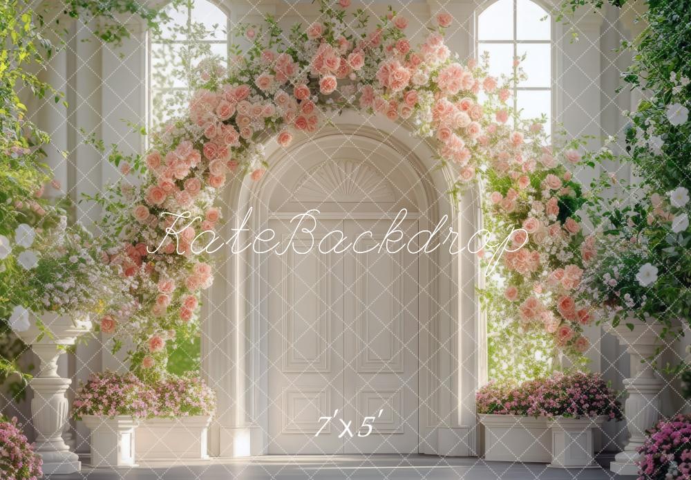 Sunlight Floral Arched Doorway Wedding Foto Achtergrond Designed by Mini MakeBelieve