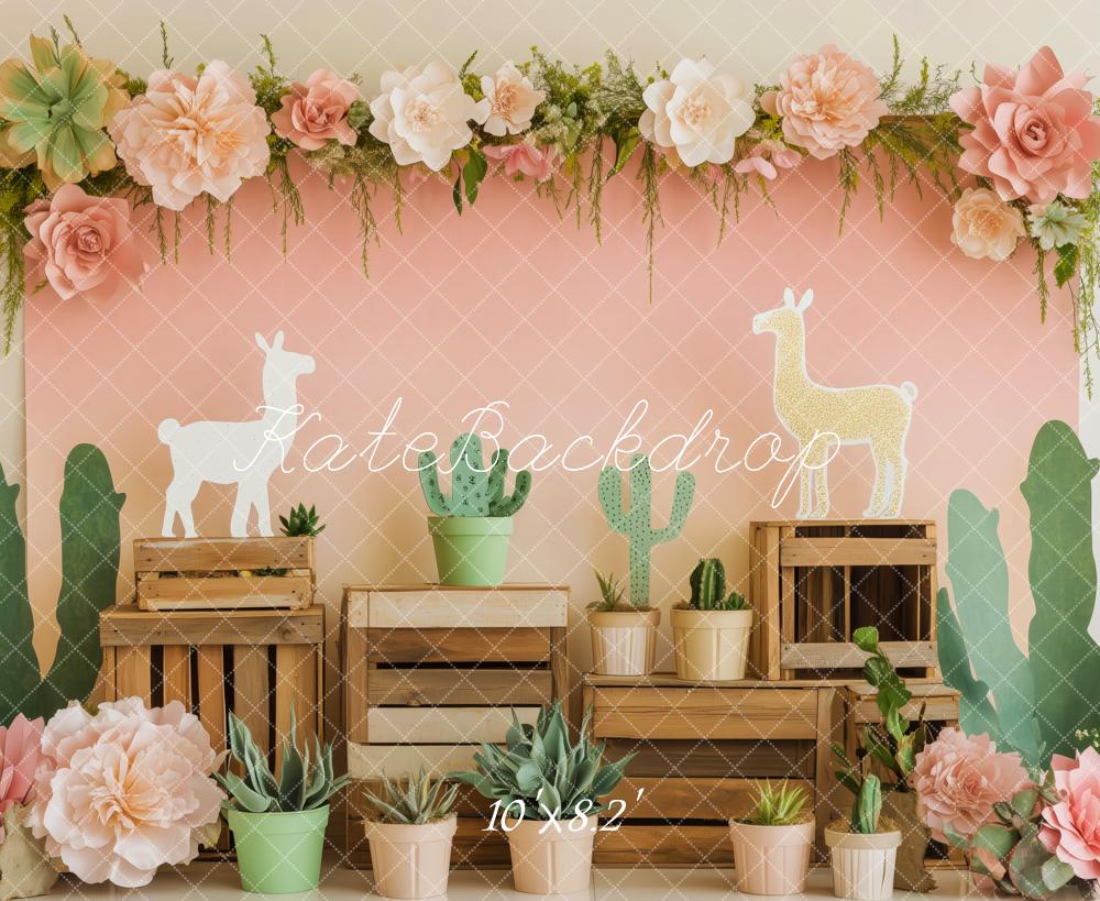 Kate Cactus Llama Flower Backdrop Designed by Patty Roberts