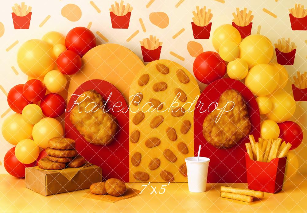 Kate Cake Smash Fast Food Fries Chicken Nugget Backdrop Designed by Mi
