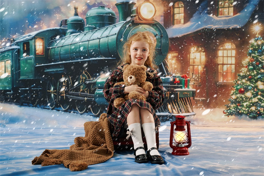 Kate Christmas Eve Train Station Photo Kit Photography Backdrops&Props Themed Bundle