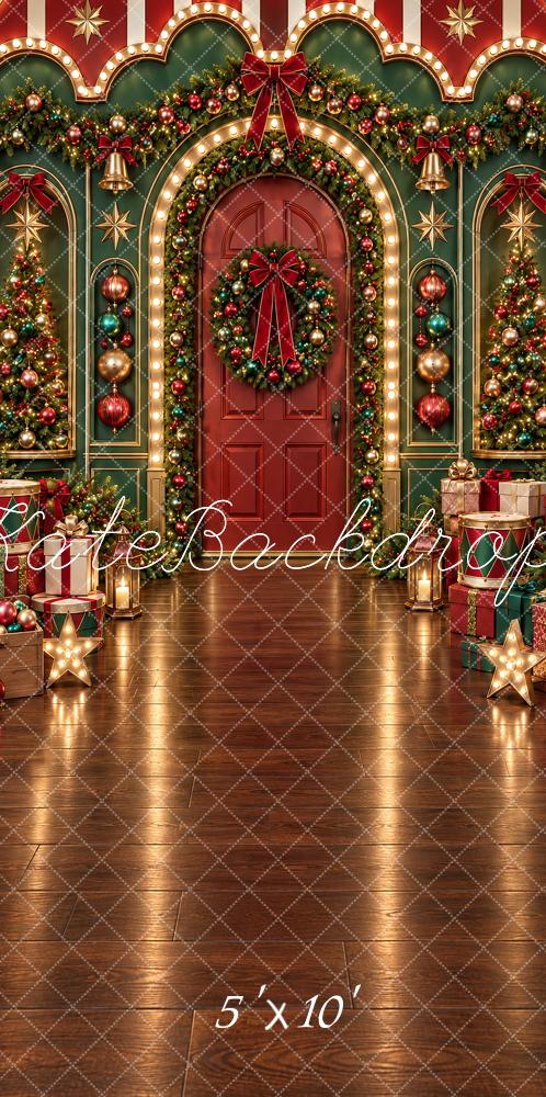 Kate Sweep Christmas Ornate Doorway Garland Floor Printed Backdrop Designed by Vertigo Productions