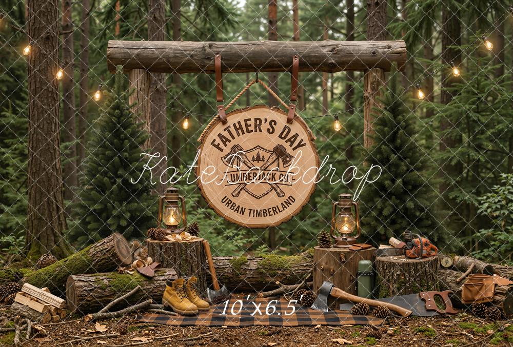 Kate Father's Day Lumberjack Forest Camp Printed Backdrop Designed by Emetselch