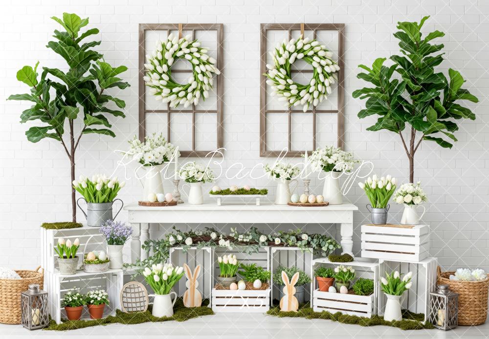 Kate Easter Bunny White Tulip Wreath Spring Decor Backdrop Designed by Patty Roberts