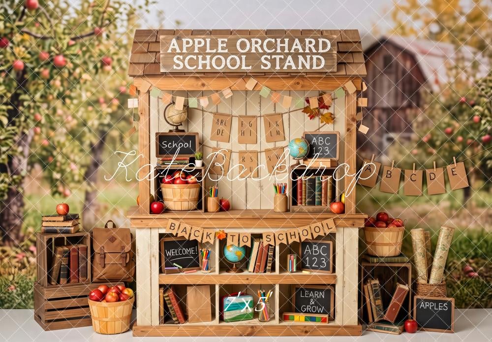 Kate Back To School Apple Orchard Stand Printed Backdrop Designed by Patty Roberts