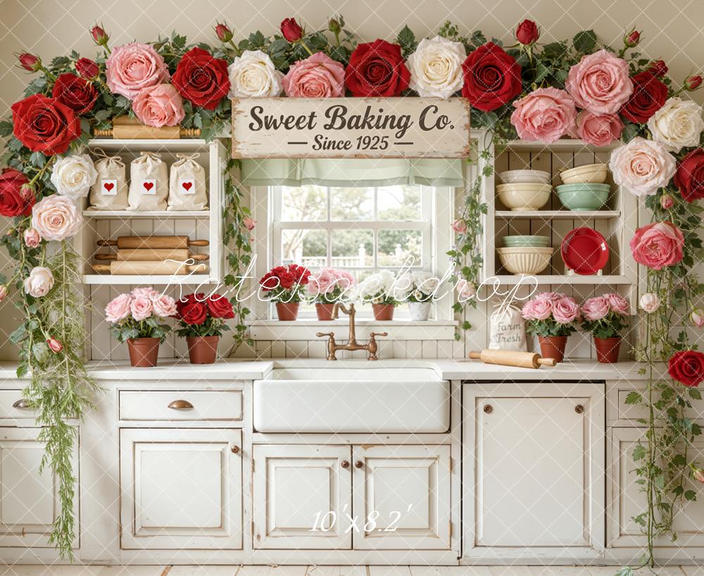 Kate Spring Vintage Kitchen Flower Arch Roses Backdrop Designed by Emetselch