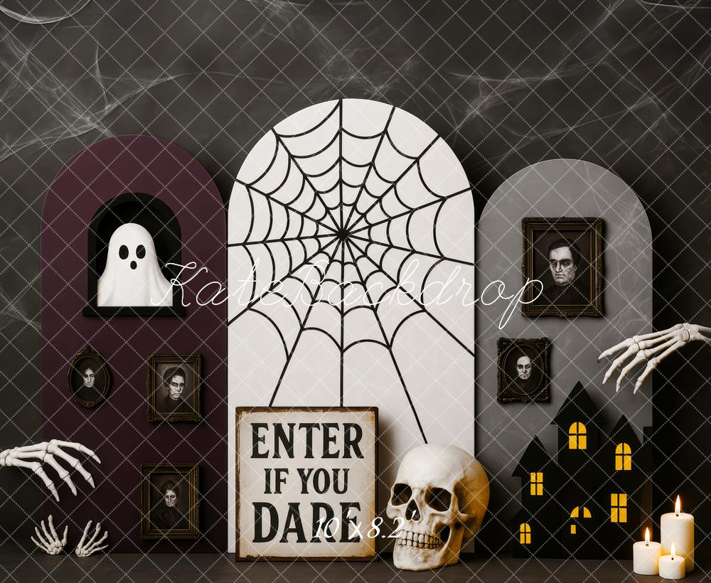 Kate Halloween Haunted Web Ghost Skeleton Backdrop Designed by Patty Roberts