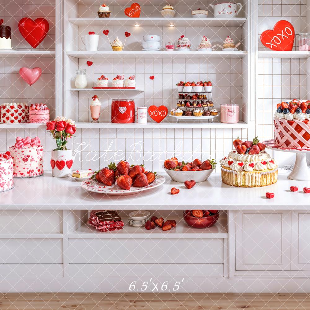 Kate Valentine's Day Romantic Kitchen Dessert Cake Backdrop Designed by Emetselch