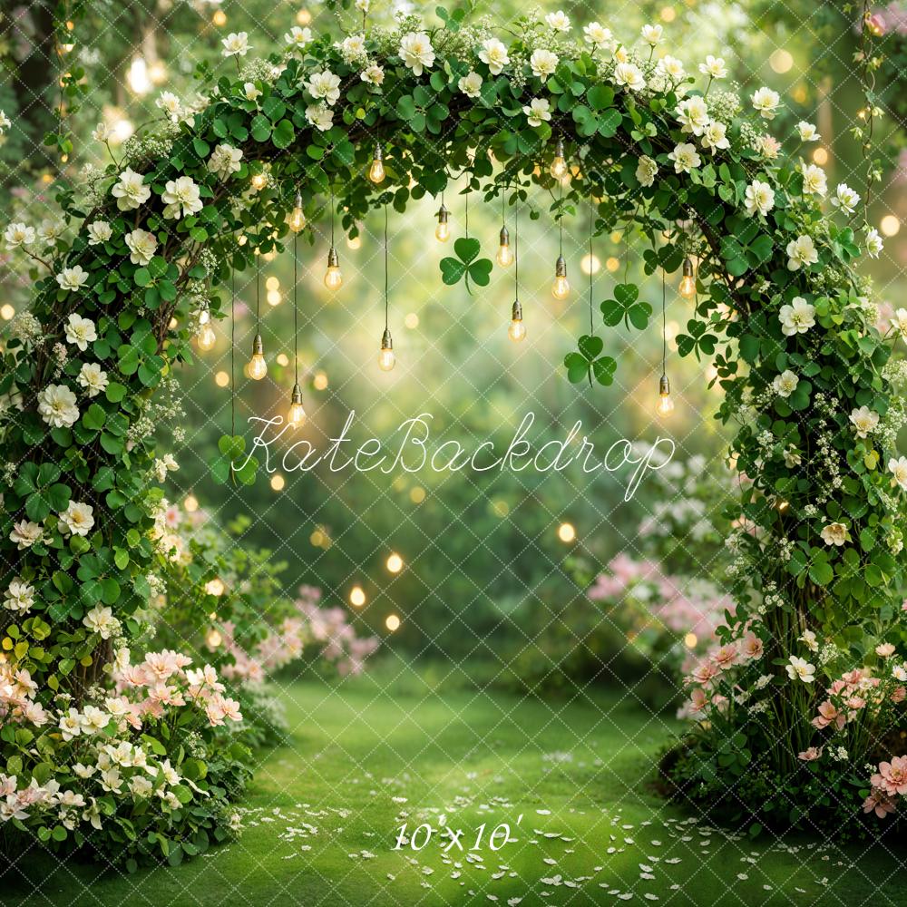 Kate St. Patrick's Day Shamrock Flower Arch Fairy Forest Printed Backd