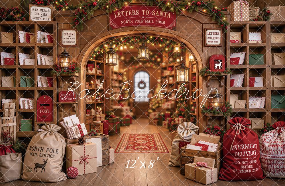Kate Christmas Mail Room Letters to Santa Workshop Printed Backdrop Designed by Emetselch