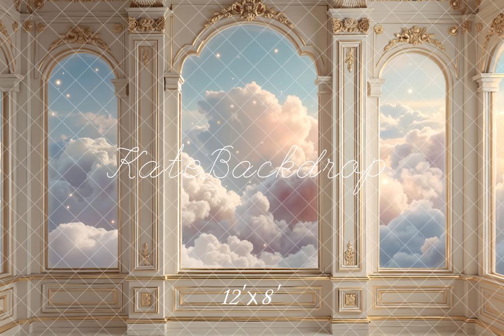 Kate Arch Baroque Window Cloud Sky Printed Backdrop Designed by Mini MakeBelieve