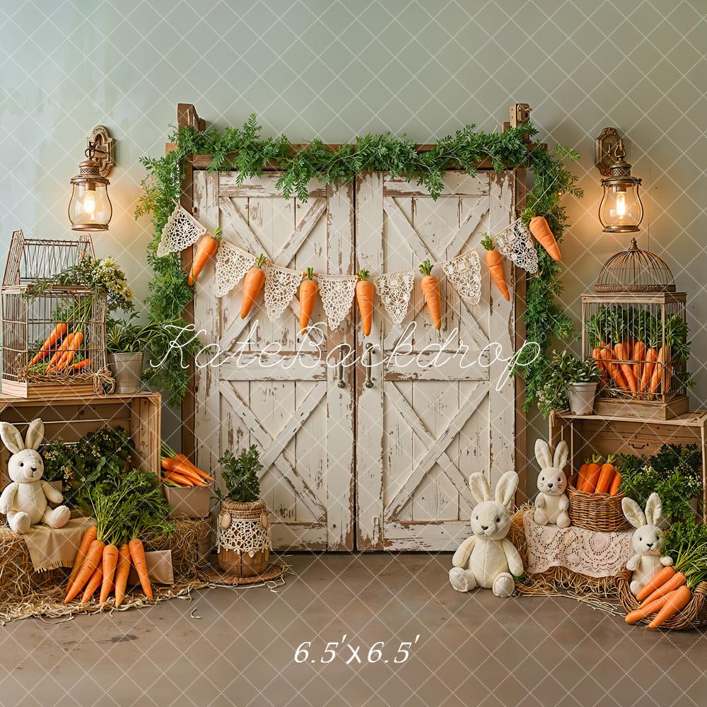 Kate Easter Bunny Carrot Rustic Barn Door Backdrop Designed by Emetselch