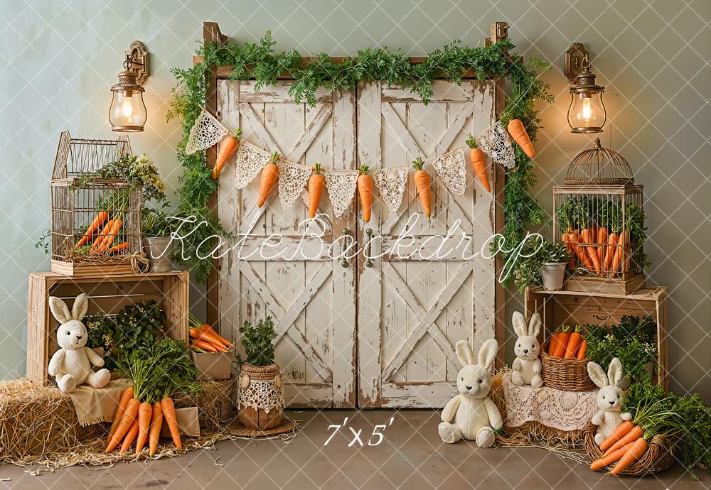 Kate Easter Bunny Carrot Rustic Barn Door Backdrop Designed by Emetselch